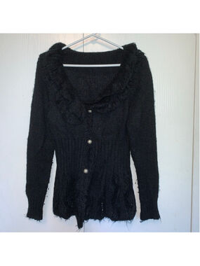 Women's Unbranded Black Knit Cardigan Sweater Size Medium